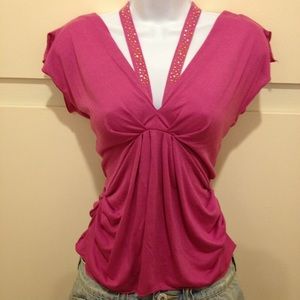 XS Pink Flirty Flutter Top